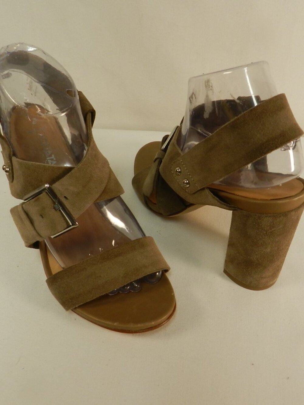 Aquatalia Suede slingback strappy heels sandals w/ buckle Italy NEW Size Sz 9